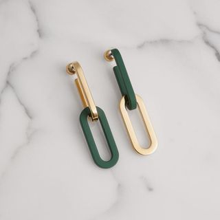 Burberry + Rubberised and Gold-Plated Link Drop Earrings