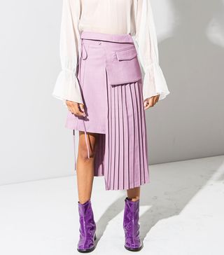 Oh Hey Girl + Lilac Asymmetric Pleated Skirt