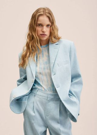 Mango + Linen Oversized Blazer