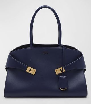 Ferragamo + Hug Gancini Leather Top-Handle Bag