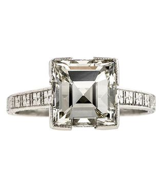Doyle & Doyle + Vintage Art Deco Square Step Cut Diamond Solitaire Engagement Ring, 2.85ct.