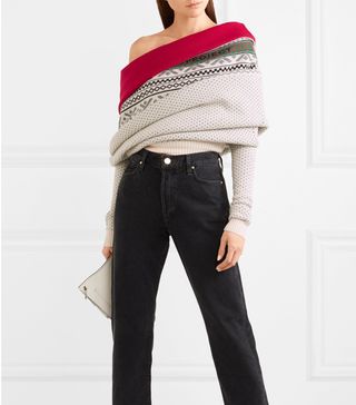 Y/Project + Fair Isle Off-the-Shoulder Merino Wool Sweater