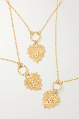 Foundrae + Initial 18-Karat Gold Diamond Necklace