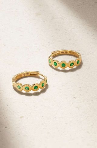 Octavia Elizabeth + + Net Sustain Edith 18-Karat Gold Emerald Hoops Earrings