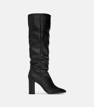 Zara + High Heeled Leather Boots