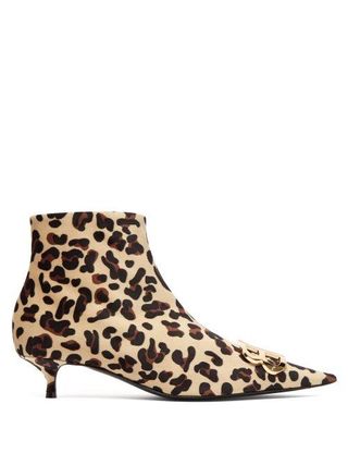 Balenciaga + Leopard Velvet BB Ankle Boots