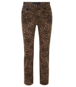 T by Alexander Wang + Leopard-Print Mid-Rise Skinny Jeans