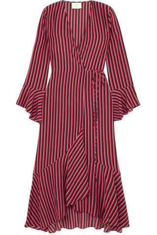 Rixo London + Laura Jackson Luna Striped Silk-Crepe Wrap Dress