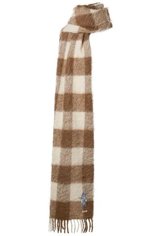 Gucci + Fringed Checked Knitted Scarf