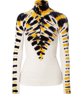 Proenza Schouler + Tie-Dyed Stretch-Velvet Turtleneck Top