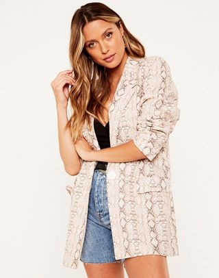 Glassons + Linen Blend Snake Print Blazer