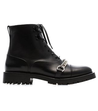 Burberry + Chain Detail Lace-Up Ankle Boots