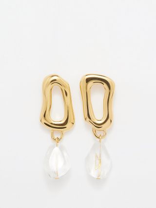 By Alona + Grace Crystal & 18kt Gold-Plated Drop Earrings