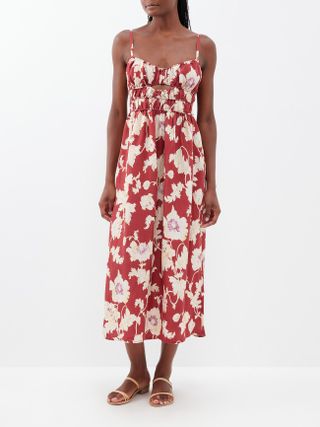 Posse + Hayley Floral-Print Shirred Midi Dress