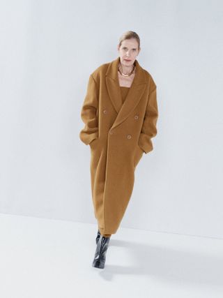 Raey + Wool Exaggerated Shoulder Overcoat