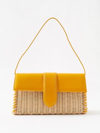 Jacquemus + Bambino Wicker and Leather Shoulder Bag