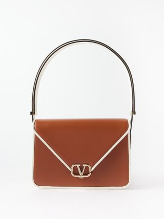Valentino Garavani + Envelope Two-Tone Leather Shoulder Bag