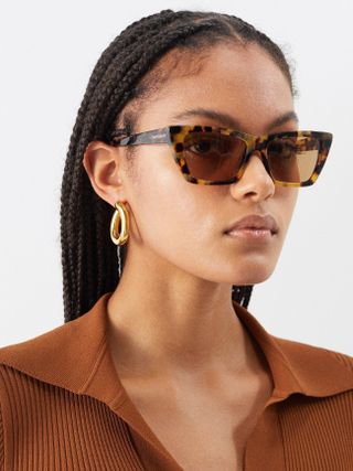 Saint Laurent + Mica Cat-Eye Tortoiseshell-Acetate Sunglasses