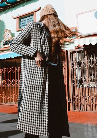 Urban Outfitters + Checkered Longline Overcoat