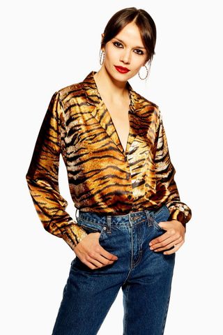 Topshop + Tiger Print Shirt