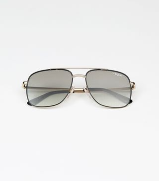 Vogue Eyewear + Gold & Grey Rectangle Sunglasses