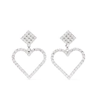 Alessandra Rich + Silver-tone Crystal Clip Earrings