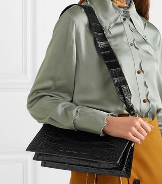 Chylak + Glossed Croc-Effect Leather Shoulder Bag