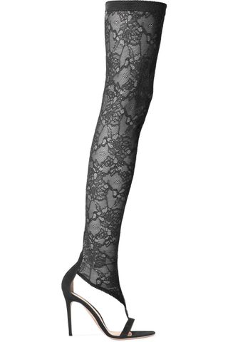 Gianvito Rossi + Isabella 100 Stretch-Lace and Suede Over-the-Knee Boots