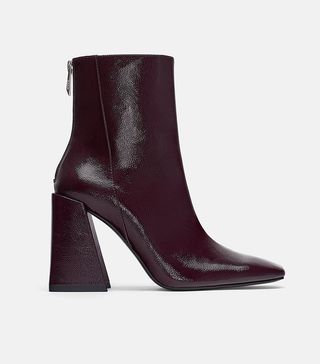 Zara + Patent Finished Heeled Ankle Boots