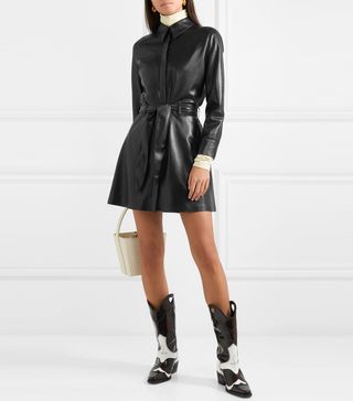 Nanushka + Gisele Belted Faux Leather Mini Dress
