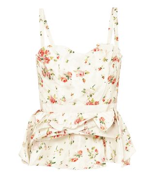 Brock Collection + Tuty Ruffled Floral-Print Silk Bustier Top