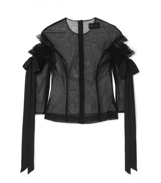 Simone Rocha + Bow-Embellished Cutout Tulle Top