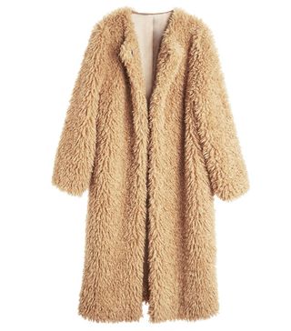 Frankie Shop + Camel Fuzzy Faux Fur Coat