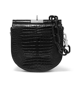 Gu De + Demi Lune Croc-Effect Leather Shoulder Bag