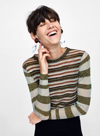 Zara + Sparkly Striped Sweater
