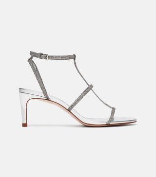 Zara + Heeled Sandal With Laminated Straps