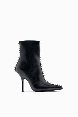 Zara + Studded High Heel Ankle Boots