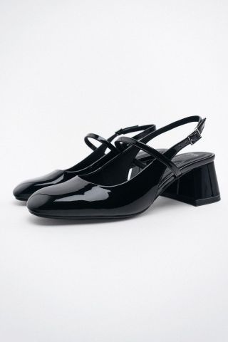 Zara + Patent Effect Block Heel Shoes
