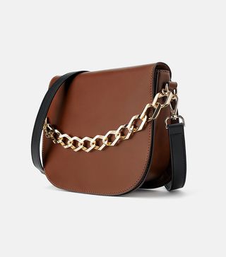 Zara + Leather Crossbody Bag With Chain