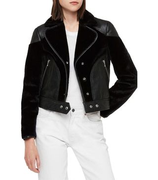 AllSaints + Zola Leather & Faux Fur Jacket