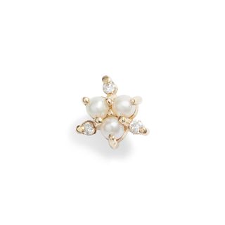 Jennie Kwon Designs + Pearl & Diamond Snowflake Single Stud Earring