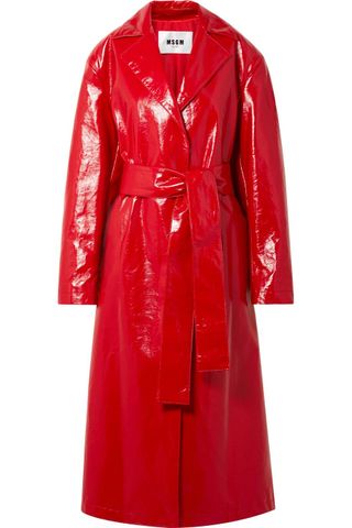 MSGM + Faux Glossed-leather Trench Coat