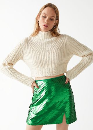 & Other Stories + Cropped Cable Knit Sweater