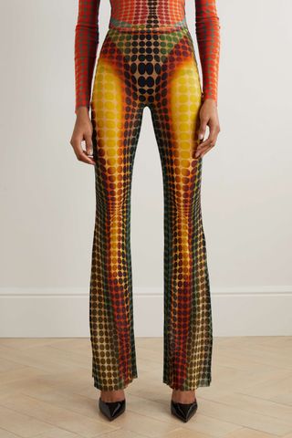 Jean Paul Gaultier + Cyber Dot Printed Mesh Flared Pants