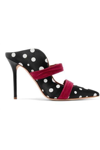 Malone Souliers by Roy Luwolt + Emanuel Ungaro Maureen Polka-Dot Faille and Satin Mules
