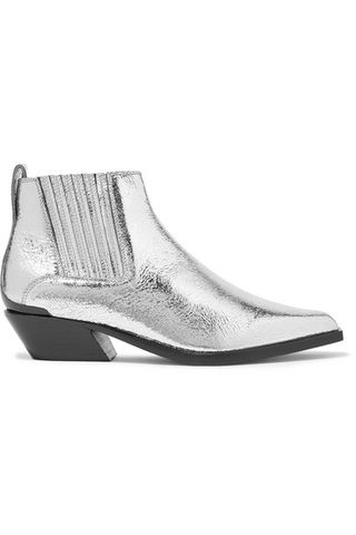 Rag & Bone + Westin Metal-Trimmed Metallic Textured-Leather Ankle Boots