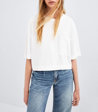 Zara + Cropped T-Shirt with Pocket