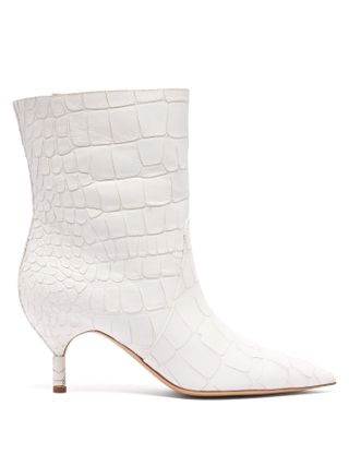 Gabriela Hearst + Mariana Crocodile-Effect Leather Ankle Boots