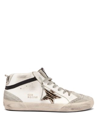Golden Goose Deluxe Brand + Mid Star Mid-Top Leather Trainers