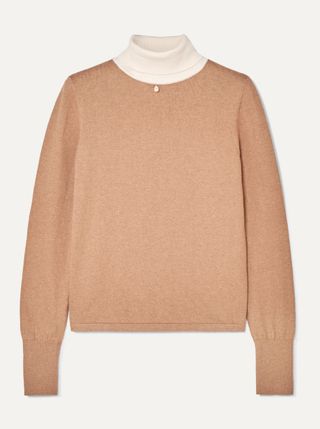 Staud + Urchin Faux Pearl-Embellished Cotton-Blend Turtleneck Sweater